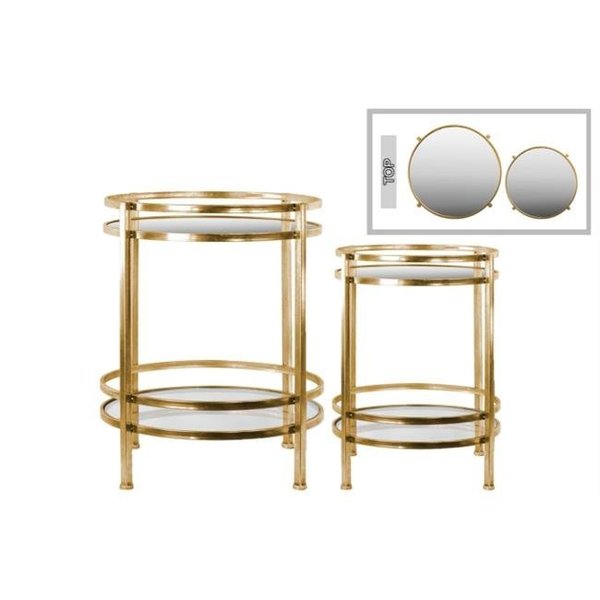 Urban Trends Collection Urban Trends Collection 94196 Metal Round Table; Distressed Metal Finish Gold; Set of Two 94196